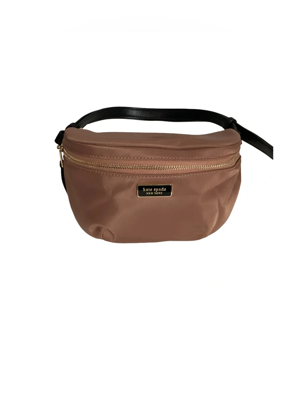Kate Spade Dawn Nylon Rose Pink Fanny Pack Waist Bag Black Leather Belt EUC